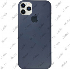 Чехол Apple iPhone 11 Liquid Silicone Case (закрытый низ) (темно-синий)