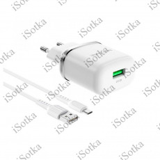 СЗУ BOROFONE BA36A Quick Charge 3.0, 18W + кабель Micro USB (белый)