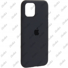 Чехол Apple iPhone 11 Liquid Silicone Case (закрытый низ) (темно-серый)