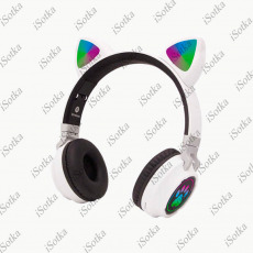 Bluetooth гарнитура Cat Ear Headphones - B-30, кошачьи ушки, лапки светящ (белый)