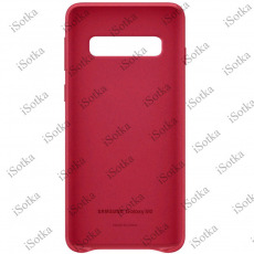 Кожаный чехол-накладка с карманом под карточки для Samsung G973 Galaxy S10 (красный)