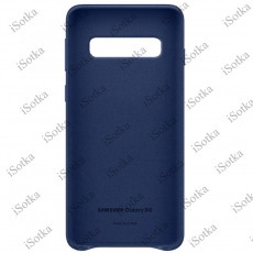 Кожаный чехол-накладка с карманом под карточки для Samsung G973 Galaxy S10 (синий)