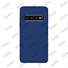Кожаный чехол-накладка с карманом под карточки для Samsung G975 Galaxy S10 Plus (синий)