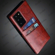 Кожаный чехол-накладка с карманом под карточки для Samsung N981 Galaxy Note 20 (черный)