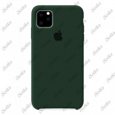 Чехол Apple iPhone 12 / 12 Pro Liquid Silicone Case (закрытый низ) (темно-зеленый)