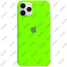 Чехол Apple iPhone 12 / 12 Pro Liquid Silicone Case (закрытый низ) (неоново-зеленый)