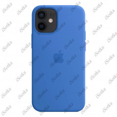 Чехол Apple iPhone 12 / 12 Pro Liquid Silicone Case №53 (закрытый низ) (сапфирово-синий)