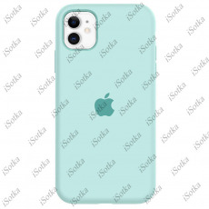Чехол Apple iPhone 12 Pro Max Liquid Silicone Case (закрытый низ) (голубой)
