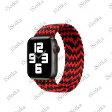 Плетёный монобраслет Apple Watch Series "L" 38mm/40mm "Елочка" (черно/красный) 1:1