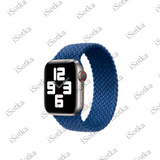 Плетёный монобраслет Apple Watch Series "L" 38mm/40mm "Елочка" (синий/серый) 1:1