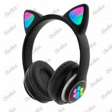 Bluetooth гарнитура AKZ-K27 с кошачьими ушками (черный)