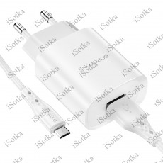 СЗУ BOROFONE BN1 2.1A USB + кабель MicroUSB (белый)
