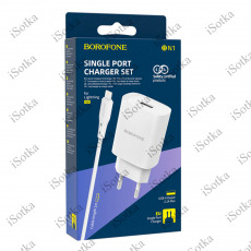 СЗУ BOROFONE BN1 2.1A USB + кабель Lightning (белый)