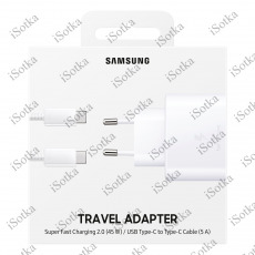 СЗУ Samsung EP-TA845 USB Type-C с кабелем Type-C/Type-C 45W (белый)
