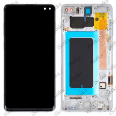 Дисплей для Samsung SM-G975F Galaxy S10 Plus в рамке + тачскрин (cеребристый) (оригинал LCD)