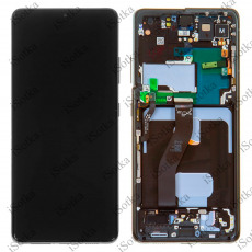 Дисплей для Samsung SM-G998F Galaxy S21 Ultra тачскрин в рамке черный OEM