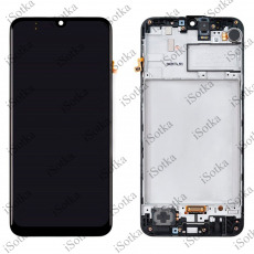 Дисплей для Samsung SM-M215F Galaxy M21 2020 в рамке + тачскрин (черный) (оригинал NEW)