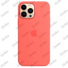 Чехол Apple iPhone 13 Pro MagSafe Silicone Case (закрытый низ) (розовый апельсин)
