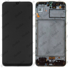 Дисплей для Samsung SM-M215F Galaxy M21 тачскрин в рамке черный OEM LCD