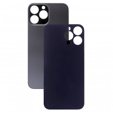 Задняя крышка для iPhone 13 Pro Max черный (c увеличенным вырезом под камеру) (с лого)