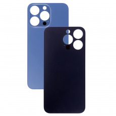 Задняя крышка для iPhone 13 Pro голубой (c увеличенным вырезом под камеру) (с лого)