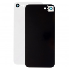 Задняя крышка для iPhone SE белая 2020 со стеклом камеры  (Ростест) (с лого)