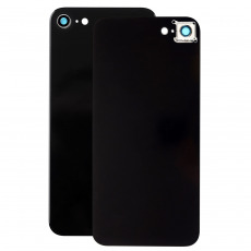 Задняя крышка для iPhone 8 черная со стеклом камеры  (Ростест) (с лого)