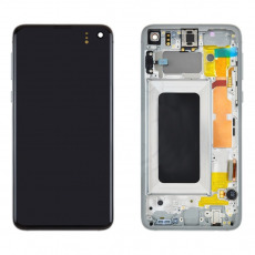 Дисплей для Samsung SM-G970F Galaxy S10e в рамке + тачскрин (серебряный) (оригинал NEW)