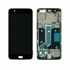 Дисплей для OnePlus 5 в рамке + тачскрин + сканер отпечатка (черный) (LCD Оригинал/Замененное стекло)