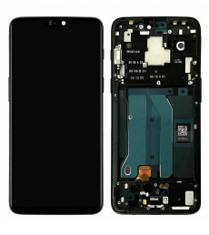 Дисплей для OnePlus 6 в рамке + тачскрин (черный глянцевый) (оригинал снятый)