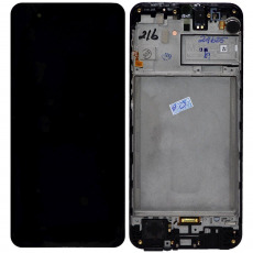 Дисплей для Samsung SM-M315F Galaxy M31 в рамке + тачскрин (черный) (оригинал) разбитое стекло