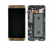 Дисплей для Samsung SM-G925 Galaxy S6 Edge в рамке тачскрин золотой OEM LCD