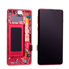 Дисплей для Samsung SM-G973F Galaxy S10 GH97-21065A тачскрин в рамке красный OEM