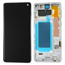 Дисплей для Samsung SM-G973F Galaxy S10 GH97-21065A тачскрин в рамке серебряный OEM