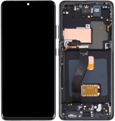 Дисплей для Samsung SM-G998F Galaxy S21 Ultra в рамке + тачскрин (черный) (оригинал LCD)