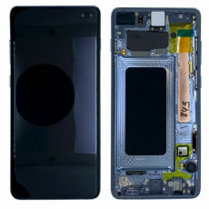 Дисплей для Samsung SM-G973F Galaxy S10 GH97-21065A тачскрин в рамке голубой OEM