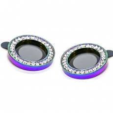 Защитное стекло камеры для iPhone 14 и 14 Plus со стразами фиолетовый