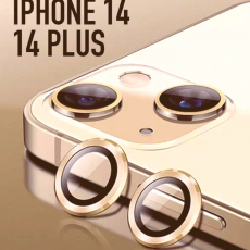 Защитное стекло камеры для iPhone 14 и 14 Plus светящийся оранжевый