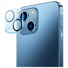 Защитное стекло камеры для iPhone 14 и 14 Plus светящийся голубой