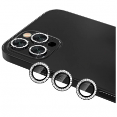 Защитное стекло камеры для iPhone 13 Pro и 13 Pro Max со стразами чёрный