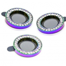 Защитное стекло камеры для iPhone 13 Pro и 13 Pro Max со стразами фиолетовый