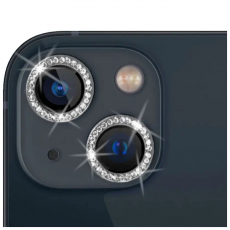 Защитное стекло камеры для iPhone 13 и 13 Mini со стразами чёрный
