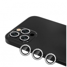 Защитное стекло камеры iPhone 11 Pro и 11 Pro Max 12 Pro со стразами чёрный