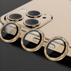Защитное стекло камеры iPhone 11 Pro и 11 Pro Max  12 Pro со стразами золотой