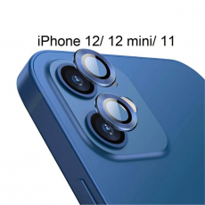Защитное стекло камеры для iPhone 11  12 и 12 Mini светящийся голубой