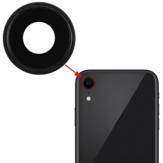 Стекло камеры для iPhone XR (с рамкой) черное OEM