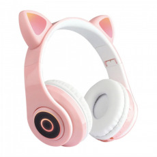 Беспроводные наушники CAT EAR HEADPHONES  BT028C (розово-серые)