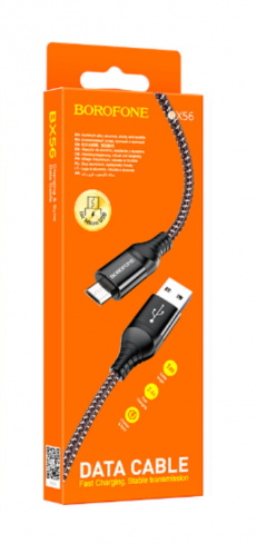 Кабель USB на Micro-USB BX56 (алюминиевый сплав) 1.0м 2.4A (черный)
