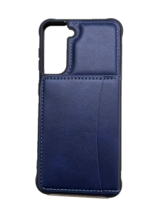 Кожаный чехол-накладка с карманом под карточки для Samsung G991 Galaxy S21 (синий)