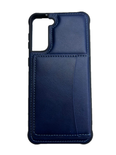 Кожаный чехол-накладка с карманом под карточки для Samsung G996 Galaxy S21 Plus (синий)